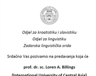 Poziv na predavanja prof. dr. sc. Lorena A. Billingsa (International University of Central Asia)